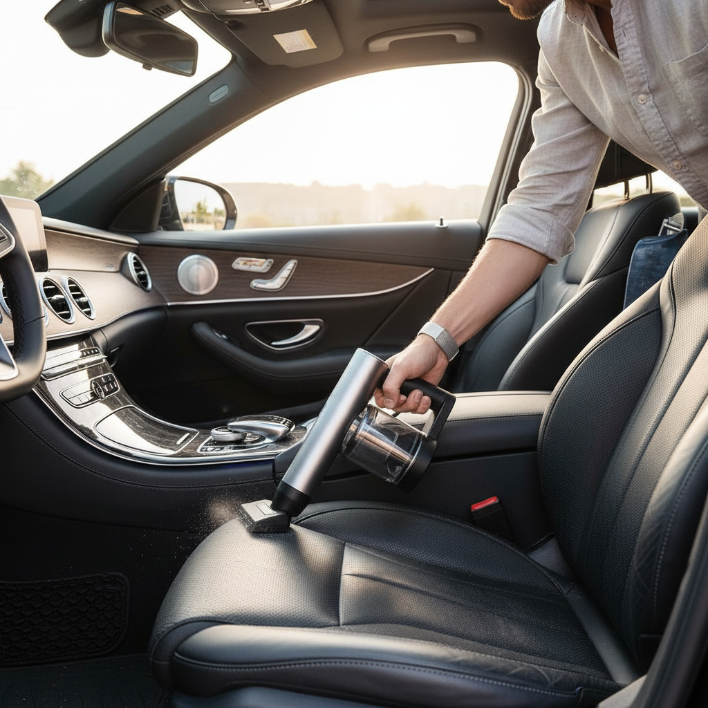 Cordless Car Vacuum — Car Interior Lifestyle Shot