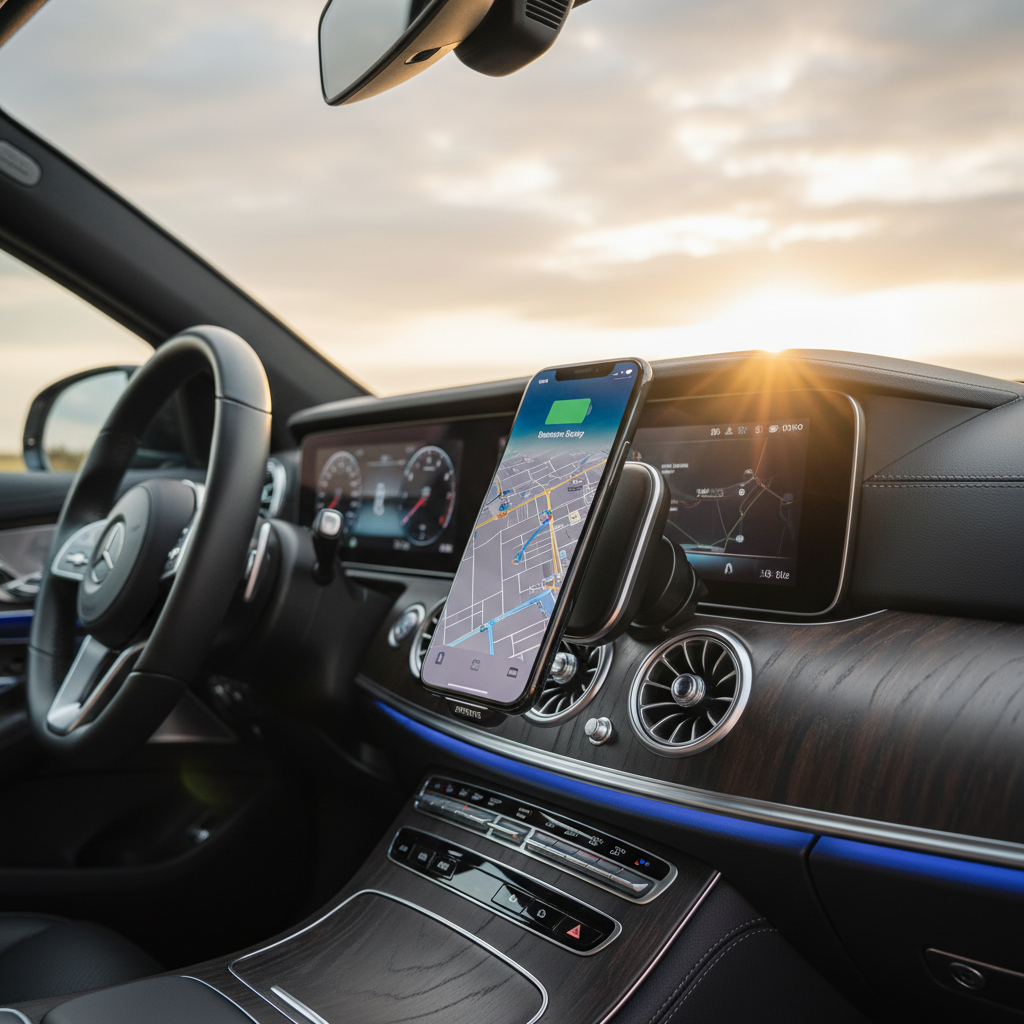 Magnetic Wireless Car Charger — Dashboard Lifestyle Shot
