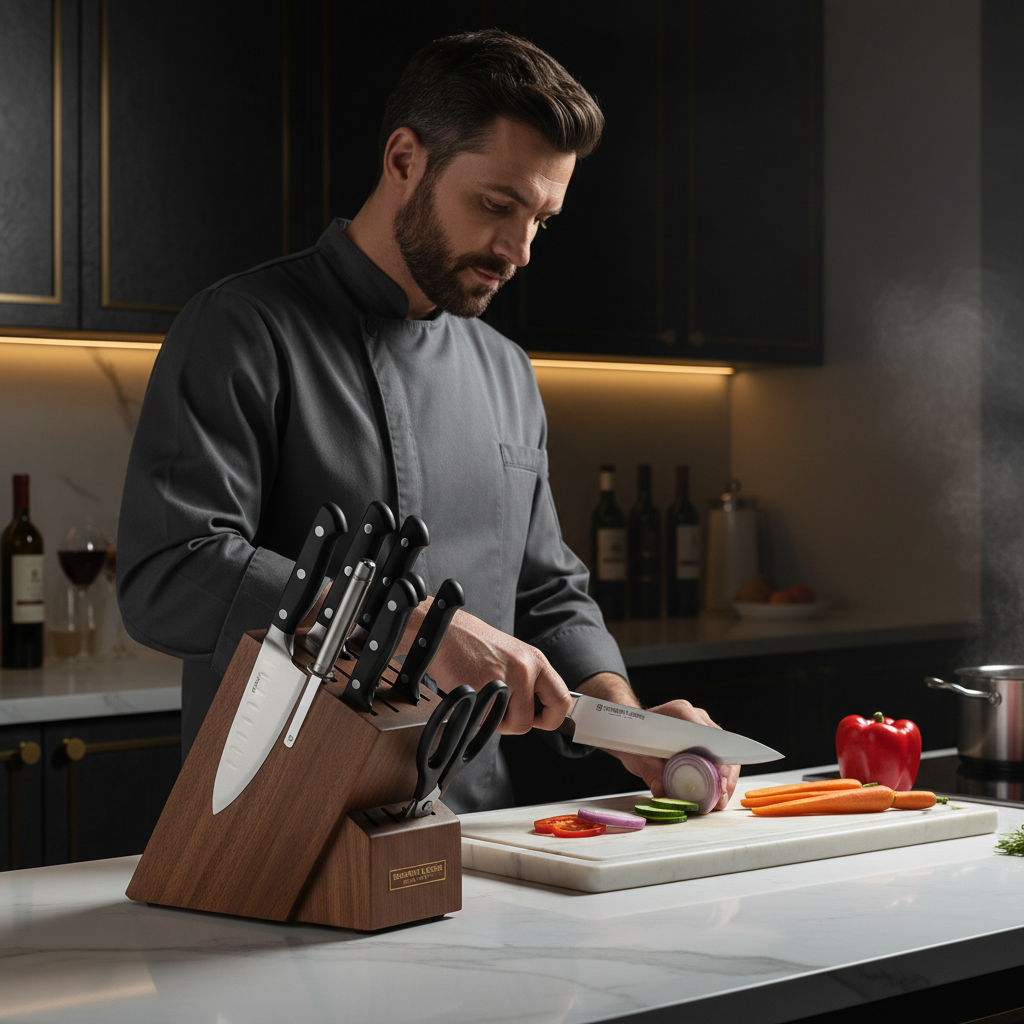15-Piece German Steel Knife Set — Chef Lifestyle Shot