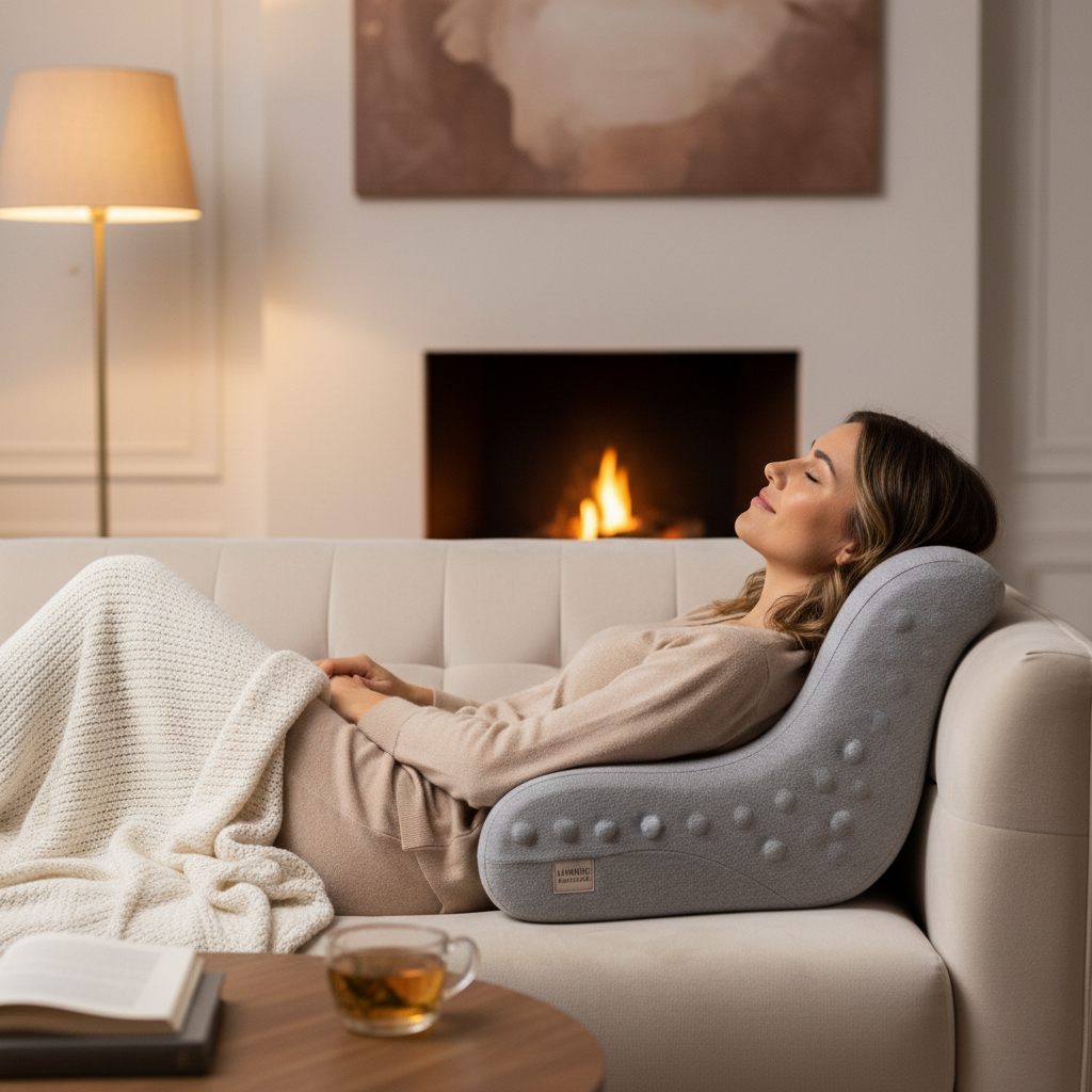 Lumbar Support Sleeping Pillow — Sofa Lifestyle Shot