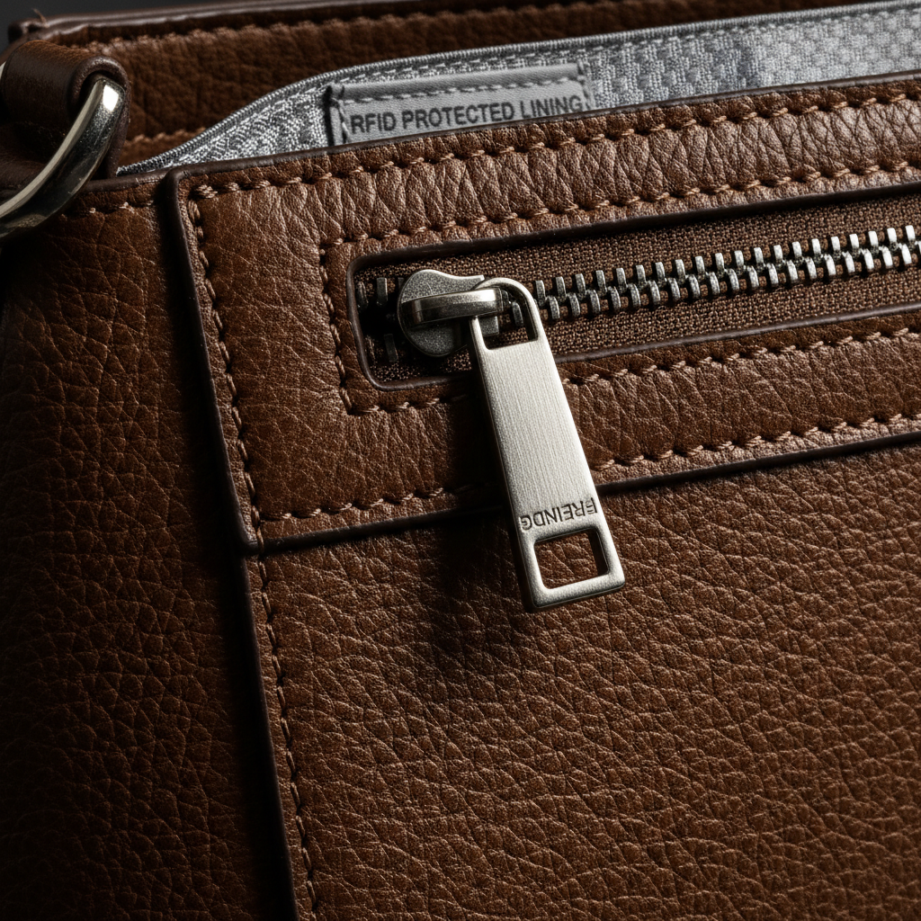 Anti-Theft Women's Handbag — Leather & Zipper Detail