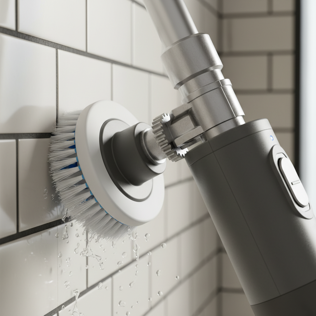 Extendable Electric Spin Scrubber — Handle & Motor Detail