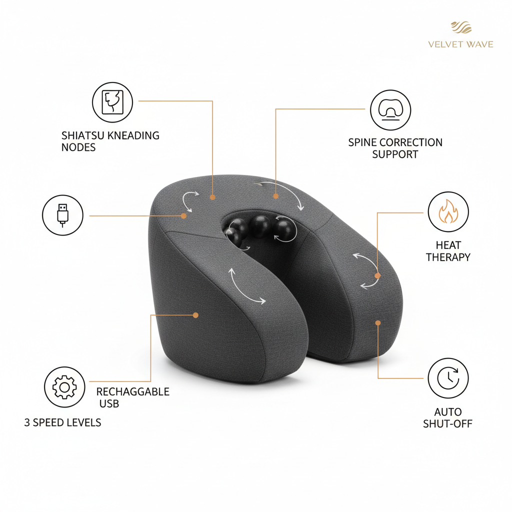 Cervical Neck Massager Pillow — Feature Infographic