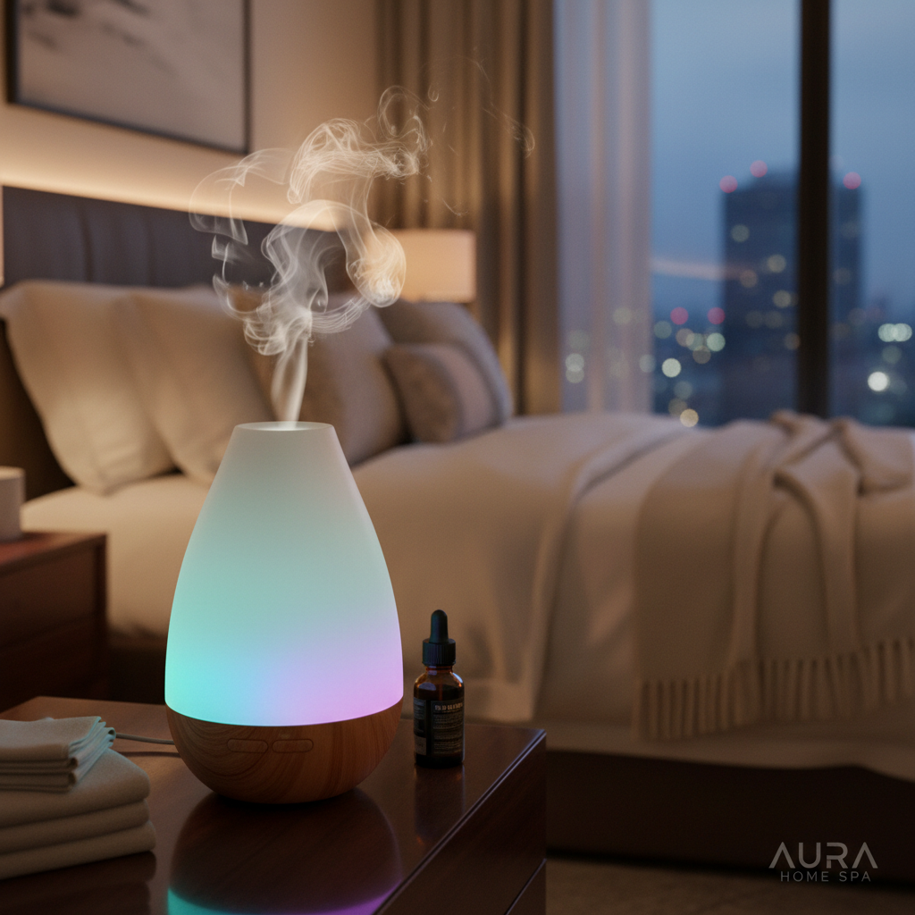Ultrasonic Humidifier & Diffuser — Bedroom Lifestyle Shot
