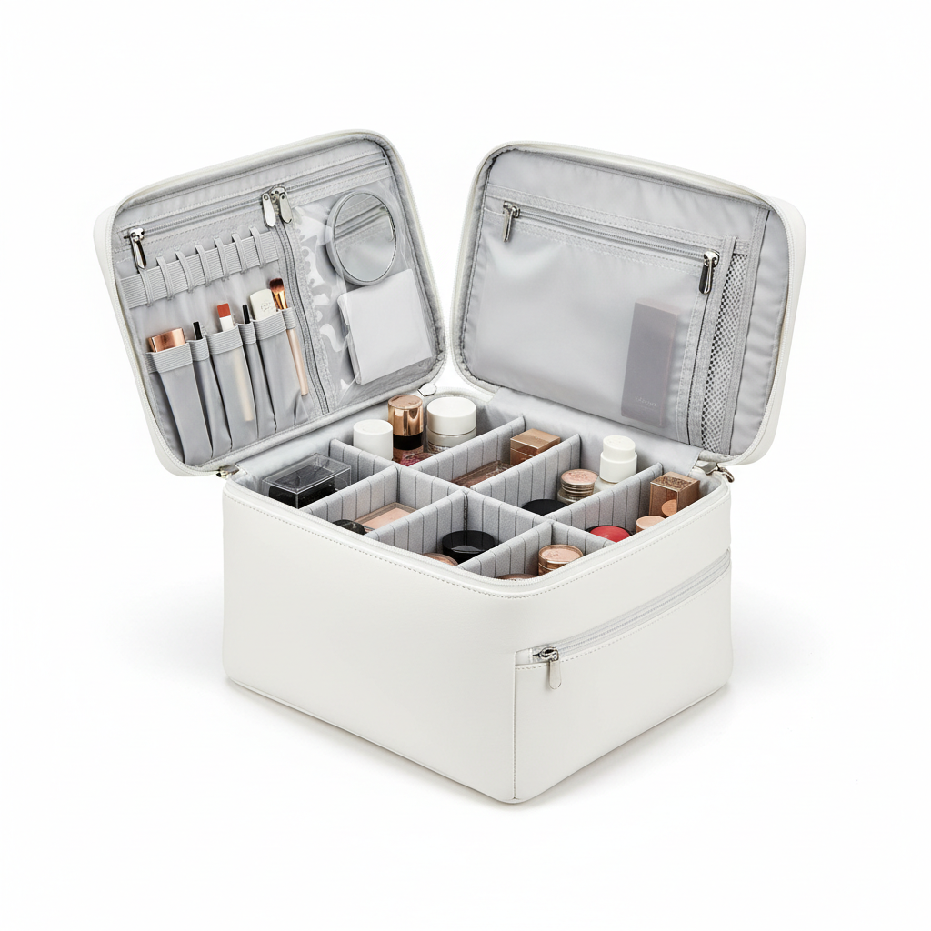 Large Capacity Travel Makeup Bag — White Background Hero Shot
