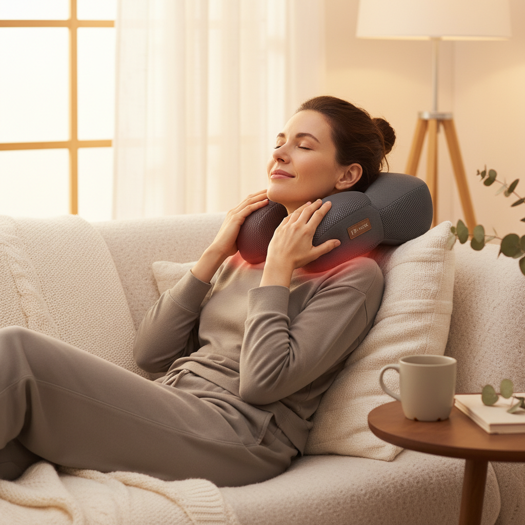 Cervical Neck Massager Pillow — Relaxation Lifestyle Shot