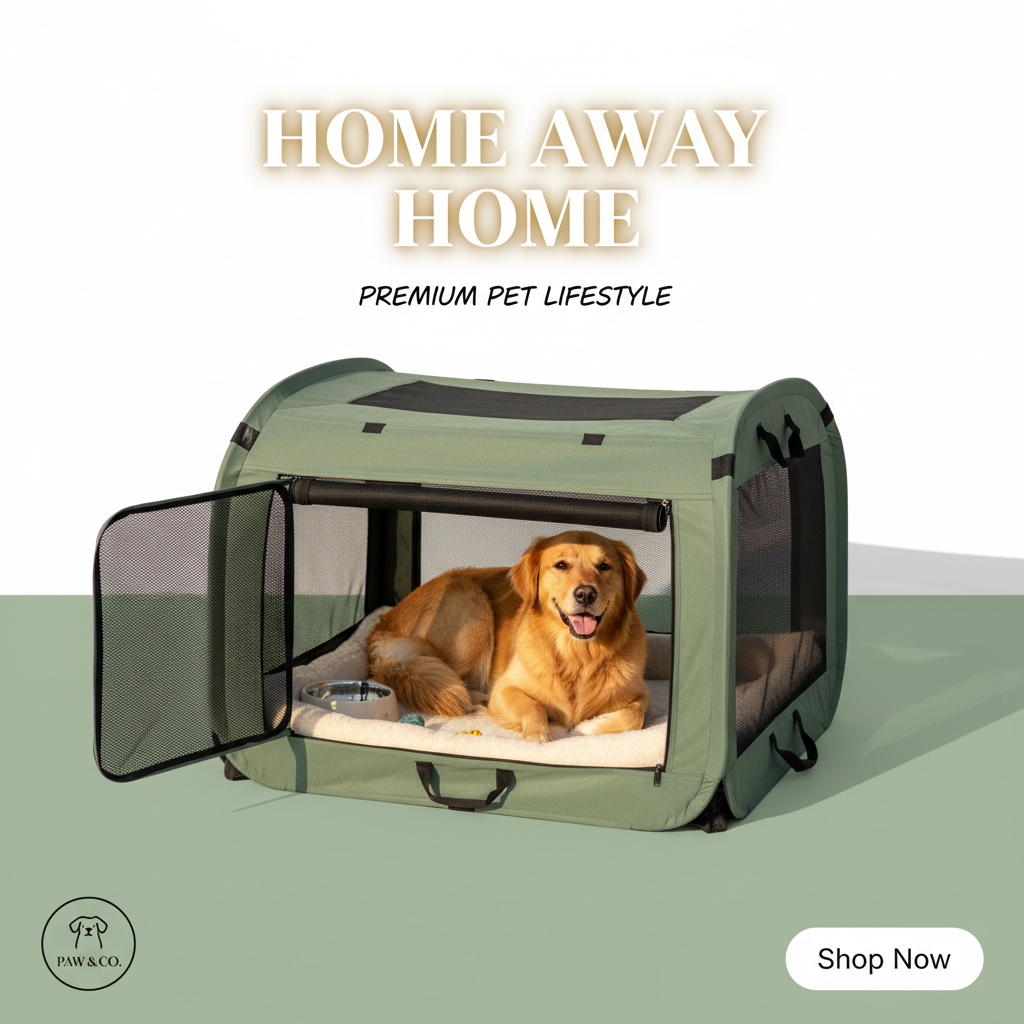 Foldable Portable Dog Cage — Social Media Ad