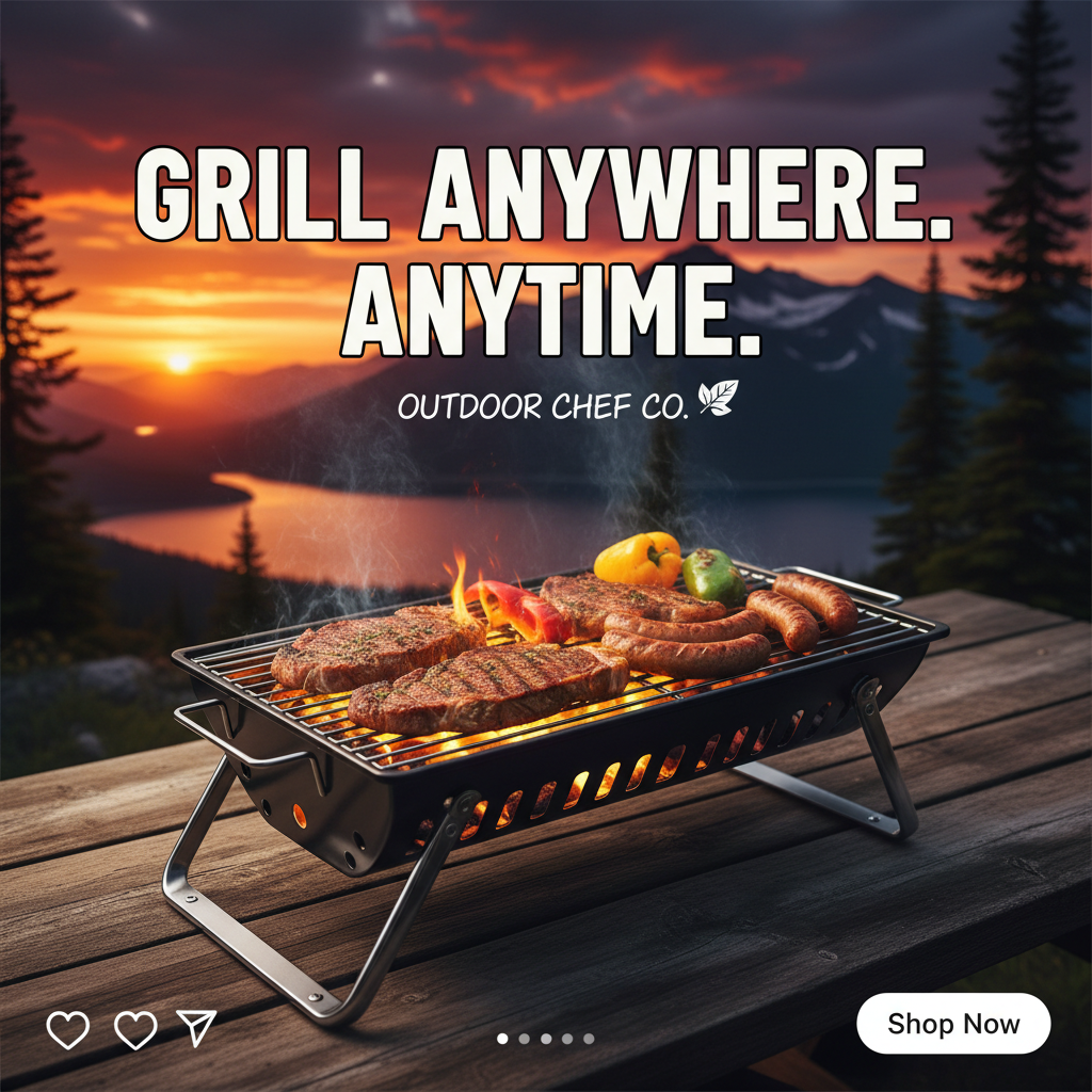Portable Foldable BBQ Grill — Social Media Ad