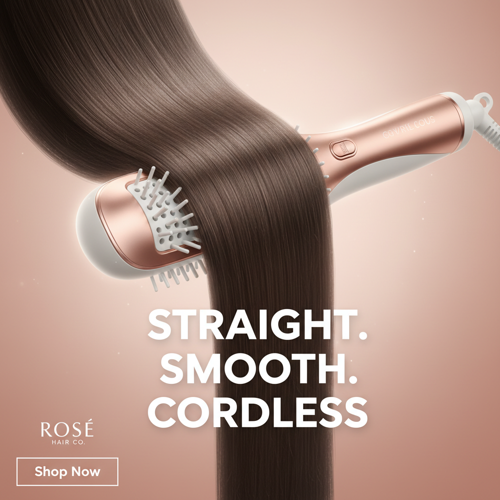 2-in-1 Cordless Hair Straightener Brush — Social Media Ad