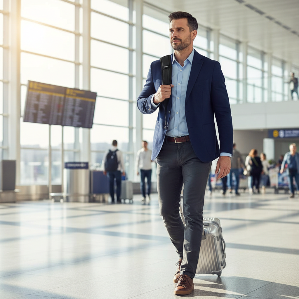 Men's Premium Business Travel Backpack — Lifestyle Airport Shot