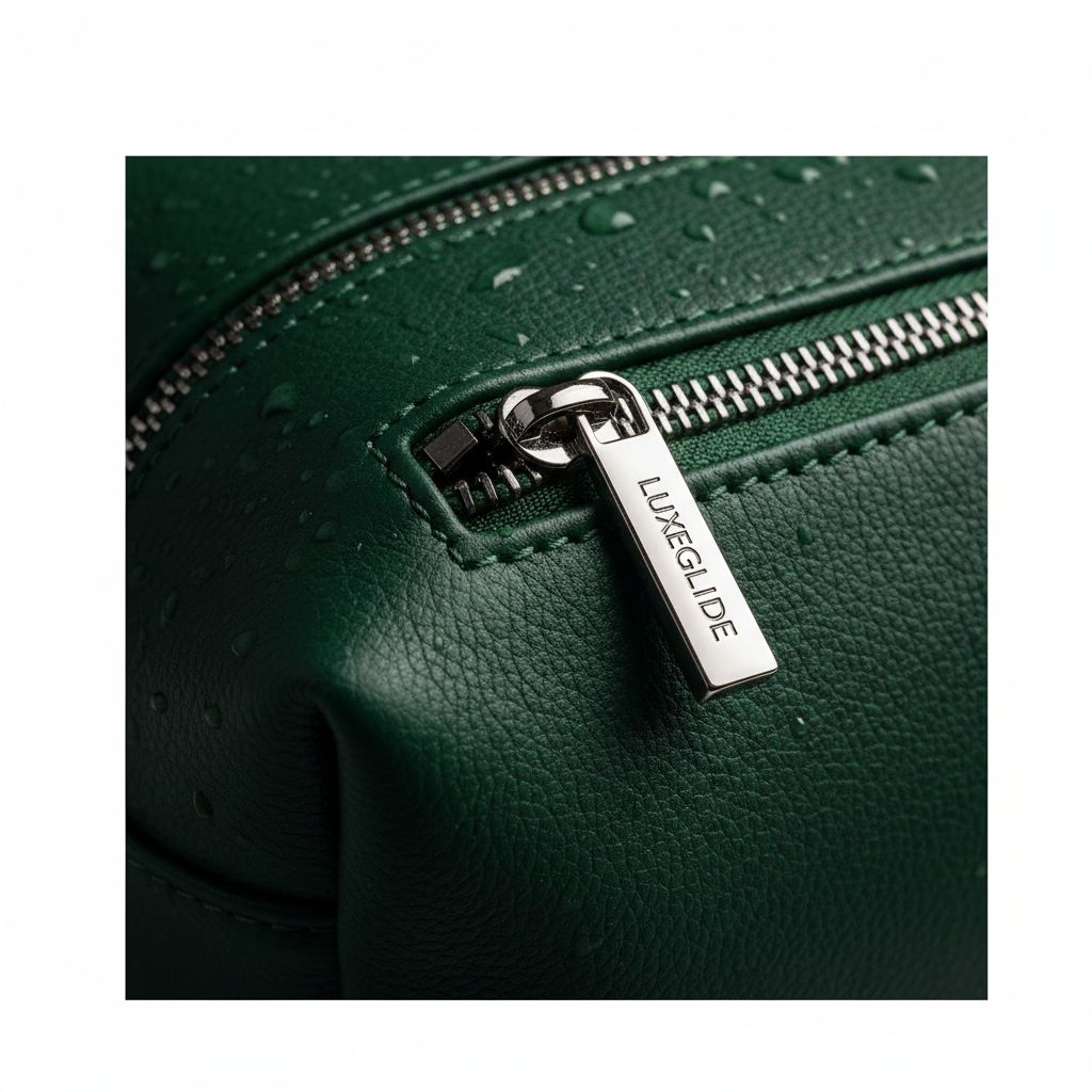 Large Capacity Travel Makeup Bag — Leather & Zipper Detail