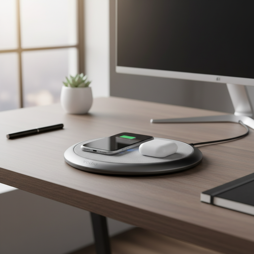 Universal Wireless Charger — Desk Lifestyle Shot