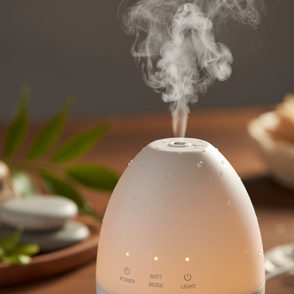 Ultrasonic Humidifier & Diffuser — Mist & LED Detail