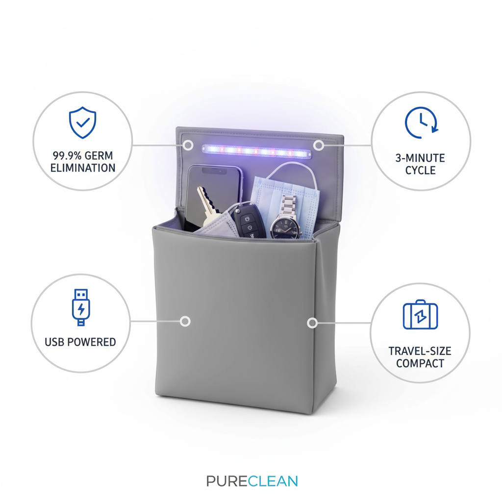Portable UV-C Sanitizer Bag — Feature Infographic